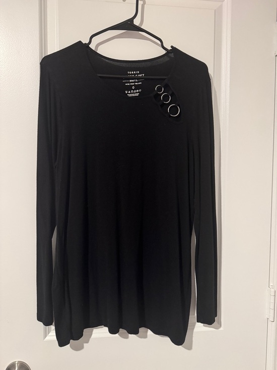 torrid Tops - torrid Black Long-Sleeve Top with Ring Accent